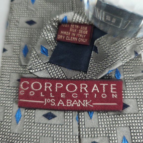 Jos. A. Bank Men Necktie 100% Silk Gray Multi 60x4 - NWOT - made in Italy - Picture 3 of 5